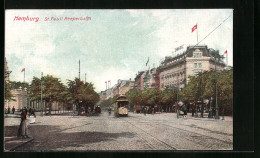 AK Hamburg-St. Pauli, Reeperbahn Mit Strassenbahn  - Tramways