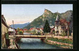 AK Oberammergau, Ammer-Spaziergang, Uferpartie Mit Brücke  - Oberammergau