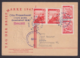 Österreich Philatelie Zensur Anlasskarte Tag Der Briefmarke MIF Landschaften - Covers & Documents