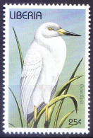 Great Egret (Ardea Alba), Water Birds, Liberia 1996 MNH - Storchenvögel