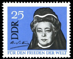 Bertha Von Suttner, 1st Women Nobel Peace, Signature, DDR 1964 MNH - Prix Nobel