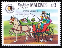 Maldives 1985 MNH, Disney Cartoon Characters Brothers Grimm Dr. Knowall, Medical - Geneeskunde