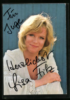AK Musikerin Lisa Fitz In Weisser Bluse Mit Autograph  - Musique Et Musiciens