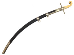 OTTOMAN SHAMSHIR SWORD WITH DAMASCUS STEEL BLADE 19 C. - Knives/Swords