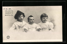 Cartolina Iolanda, Umberto, Mafalda, Kinder Des Königspaares Von Italien  - Royal Families