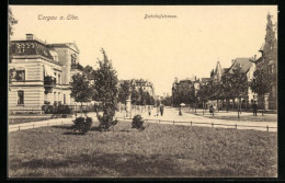 AK Torgau /Elbe, Bahnhofstrasse Mit Passanten  - Torgau