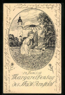 Künstler-AK Arnstadt, Margarethentag 1911, Mädchen Mit Einer Gänseblume  - Autres & Non Classés
