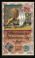 Künstler-AK Hof /Saale, 2. Oberfränkischer Philatelisten-Tag 1924, Löwe Mit Wappen  - Stamps (pictures)