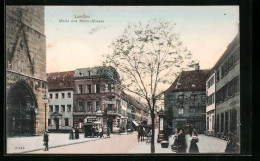 AK Landau, Markt Und Markt-Strasse Mit Hotel Geist, Apotheke Und Geschäften  - Landau