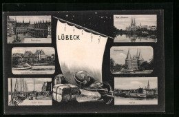 AK Lübeck, Dom U. Museum, Holstenthor, Hafen  - Luebeck