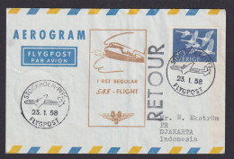 Flugpost Brief Air Mail SAS Schweden Erstflug Stockholm Djakarta Indonesien - Lettres & Documents