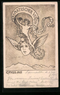 Künstler-AK Zürich, Dramatischer Verein Zürich, Engadinerreise 1905, Jugendstil  - Sonstige & Ohne Zuordnung
