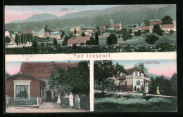 AK Bad Jonsdorf, Bäckerei Und Materialwaren Paul Gretzebach, Villa Pflug, Totalansicht  - Jonsdorf