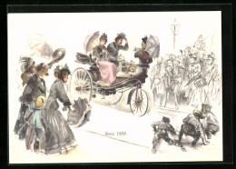 Künstler-AK Stuttgart, Dreirädiges Automobil Der Firma Benz Im Jahr 1888  - Passenger Cars