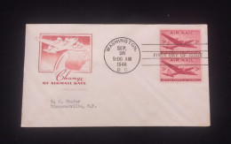 D)1946, U.S.A, FIRST DAY COVER, ISSUE, AVIATION, AIR MAIL RATE CHANGE, PAIR OF STAMPS, AIRPLANES, FDC - Sonstige & Ohne Zuordnung