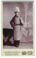 Fotografie Friedenberg & Knipschild, Heidelberg, Soldat In Uniform Mantel Mit Pickelhaube Rosshaarbusch  - Krieg, Militär