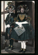 AK Schwälmer Brautpaar, Hessische Tracht  - Costumes