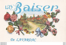 15-47) LAVARDAC - UN BAISER - CARTE FANTAISIE - PAYSAGE AVEC FLEURS -  2 SCANS ) - Lavardac