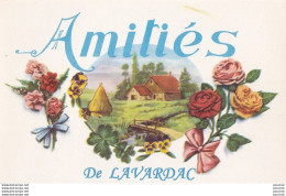 15-47) LAVARDAC - AMITIES - CARTE FANTAISIE - PAYSAGE AVEC FLEURS -  2 SCANS ) - Lavardac