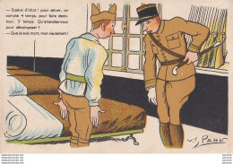 10- ILLUSTRATEUR PAHN  - HUMOUR MILITAIRE - ESPECE D 'IDIOT POUR SALUER ........ LIEUTENANT - 2 SCANS - Humoristiques