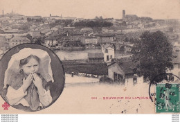 O3-87) LIMOGES - SOUVENIR DU LIMOUSIN - FILLETTE EN MEDAILLON - ( OBLITERATION DE 1908 ) - Limoges