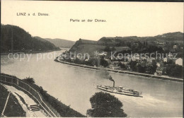 71555382 Linz Donau Partie An Der Donau Dampfer Handkolorierte Kuenstlerkarte Li - Other & Unclassified
