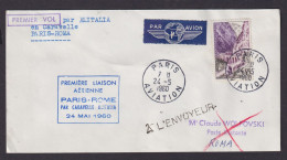 Flugpost Brief Air Mail Frankreich Alitalia Paris Rom Italien 24.5.1960 - Brieven En Documenten