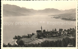 71555053 Attersee Ortsansicht Mit Kirche Und Alpenpanorama Attersee - Autres & Non Classés