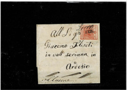 Antichi Stati Italiani ,LOMBARDO-VENETO,letterina Da Lecco Per Ardesio,con15c.rosso-verm.chiaro,1-o Tipo,carta Costolata - Lombardo-Vénétie