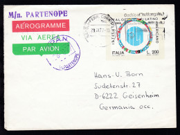 S.P.A.N. Mn. PARTENOPE 28.10.77 + L1 M/n. PARTENOPE Auf Aerogramm - Autres & Non Classés