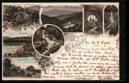 Lithographie Gebweiler, Lauchenweier, Lauchenfall Et Belchen M. Hotel  - Autres & Non Classés