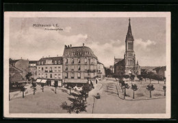 CPA Mülhausen I. E., Friedensplatz Avec L'Église  - Other & Unclassified