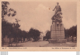 J17-47) VILLENEUVE SUR LOT -  LES ALLEES ET MONUMENT DE 1870 - ( 2 SCANS ) - Villeneuve Sur Lot