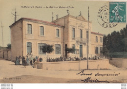 J16-11) PENNAUTIER (AUDE) LA MAIRIE ET LA MAISON D ' ECOLE - ( ANIMEE - HABITANTS - ECOLIERS - COULEURS - EN 1910 ) - Sonstige & Ohne Zuordnung