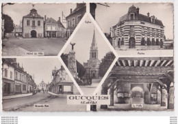 J14-41) OUCQUES (LOIR ET CHER) HOTEL DE  VILLE - POSTES - GRANDE RUE - EGLISE - LA HALLE  - ( 2 SCANS ) - Other & Unclassified