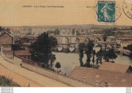 J8-87) LIMOGES - LES 3 PONTS - VUE PANORAMIQUE - ( CARTE TOILEE COULEURS ) - Limoges