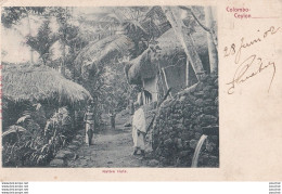 J8- COLOMBO - CEYLON  (CEYLAN - SRI LANKA)  NATIVE HUTS - ( HABITANTS - OBLITERATION DE 1902  - 2 SCANS ) - Sri Lanka (Ceylon)