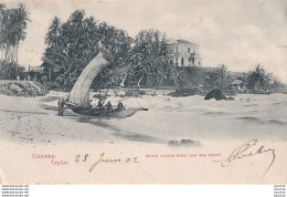 J8- COLOMBO CEYLON - MOUNT LAVINIA HOTEL AND SEA SHORE - ( OBLITERATION DE 1902  - 2 SCANS ) - Sri Lanka (Ceylon)