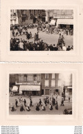 AGEN - ENSEMBLE DE 2 PHOTOS BALISTAI - PORTE DU PIN DEVANT LE CAFE DU XIV JUILLET - FANFARE - DEFILE - FETES - 2 SCANS - Plaatsen