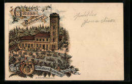 Lithographie Bischofswerda, Gasthaus Schauturm Butterberg  - Bischofswerda