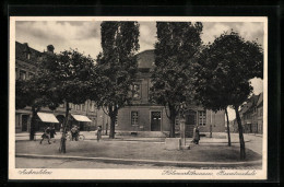 AK Aschersleben, Beamtenschule Mit Holzmarktbrunnen  - Aschersleben