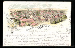 Lithographie Zittau, Blick Auf Den Ort  - Zittau