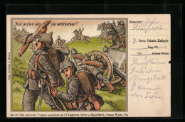 Künstler-AK Nun Wollen Wir Sie Verdreschen!, Im Felde Stehende Truppen  - War 1914-18