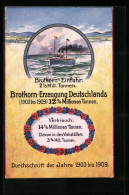 AK Brotkorn-Erzeugung Deutschlands, Durchschnitt Der Jahre 1903 - 1909, Dampfschiff  - Sonstige & Ohne Zuordnung