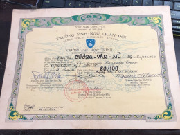 VIET NAM Certificate Of Merit During The Republic Of Vietnam Period Paper-(THE S 50and 75)1pcs  Name-duong Van Nu -year- - Andere & Zonder Classificatie