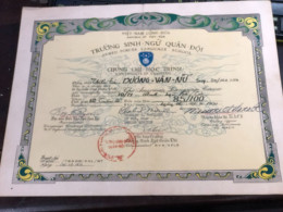 VIET NAM Certificate Of Merit During The Republic Of Vietnam Period Paper-(THE S 50and 75)1pcs  Name-duong Van Nu -year- - Other & Unclassified