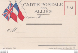 A14- CARTE POSTALE DES ALLIES - FM - IMP ROUCHET PARIS - CENSURE 1939 - NEUVE - CARTE EN FRANCHISE - 2 SCANS - Briefe U. Dokumente