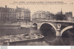 75) PARIS - LES BERGES DE LA SEINE -  LE PONT LOUIS PHILIPPE - INONDATION JANVIER - FEVRIER - 1910 - ( 2 SCANS ) - Überschwemmung 1910