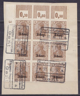 Bloc De 9 Tp OC26 Coin De Feuille Oblit. [Postprüfungsstelle /10.6.1917/ Etappen-Inspektion / GENT] - OC26/37 Territoire Des Etapes