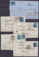 Lot De 5 Lettres Affr. 20c Médaillons Dentelés De LIEGE 1864 Pour NAMUR - Voir Scans - 1849-1865 Medaillons (Varia)